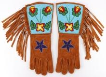 PLATEAU GAUNTLETS NATIVE AMERICAN BEADED GLOVES