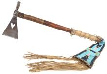 NATIVE AMERICAN PIPE TOMAHAWK WITH BEADED DROP