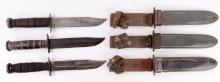 3 WWII UNITED STATES NAVY MARK 2 FIGHTING KNIVES