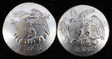 2 WAR OF 1812 INFANTRY REGIMENT BUTTON LOT