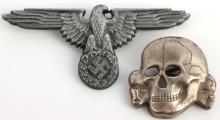 RARE E.S. P.F. MAKER GERMAN SS SKULL & EAGLE INSIG