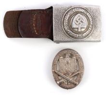 WWII GERMAN RAD BELT BUCKLE & ASSAULT BADGE