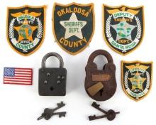 SHERIFF DEPUTY PATCH CONVICT CAMP PADLOCK LOT OF 7