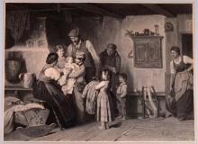 FRANZ DEFREGGER LARGE ETCHING OF PEASANT FAMILY