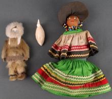 EDDIE LYND CARVING NATIVE AMERICAN DOLL LOT OF 3