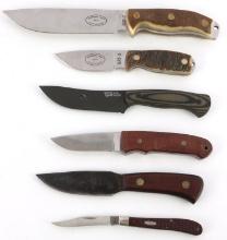 LOT OF 6 KNIVES CASE MKC EJC FIXED BLADE