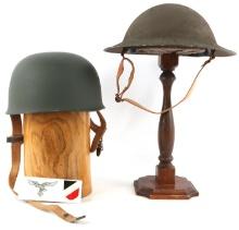 WWI DOUGHBOY 1917 HELMET & WWII GERMAN FJ HELMET