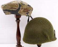 VIETNAM WAR US ARMY NETTED M1 & TIGER STRIPE BERET