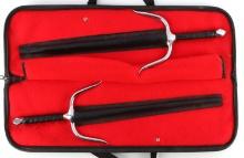 PAIR OF CHROME OCTAGON SAI PARRYING DAGGER & CASE