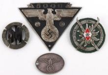 4 WWII GERMAN REICH SS & HITLER YOUTH BADGES LOT