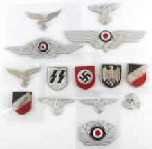 7 SETS OF WWII GERMAN HAT INSIGNIA 14 PIECE LOT