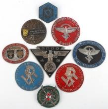 WWII GERMAN THIRD REICH PLAQUE & BADGE LOT OF 9