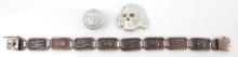 3 WWII GERMAN REICH TOTENKOPF SKULL BADGE & BUTTON