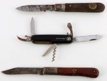 3 WWII GERMAN SS POCKET KNIFE LOT