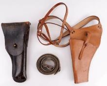 WWII GERMAN RIFLE SLING 2 PISTOL HOLSTER LOT OF 3