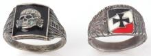 WWII GERMAN RING LOT OF 2 NORDLAND AND WAFFEN SS