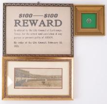 TEXAS RANGER PIN WANTED POSTER & BULL FIGHT PHOTO