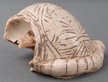 TAINO PRECOLOMBIAN ROUND BULBOUS INCISED SHELL