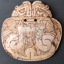 TAINO PRECOLOMBIAN TWO HEADED SHELL MEDALLION