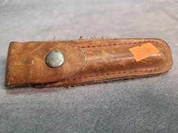 DIAMOND SHARPENING ROD WITH BRASS OLDER AND LEATHER SHEATH