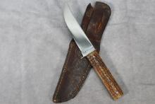 EARLY 1900s FIX BLADE BONE HANDLE KNIFE