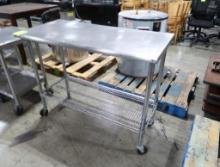 stainless table w/ wire undershelf, on casters