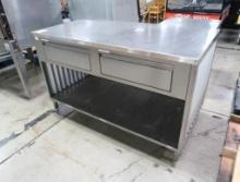 stainless table w/ drawers & enclosed bottom