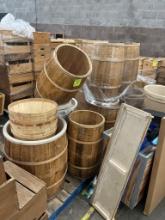 3 Pallets Of Wooden Barrels