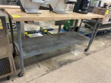 6ft Wood Top Bakery Table On Casters