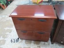 Red Wood Vertical File Cabinet
