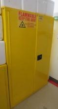 yellow flammable storage cabinet 2 doors 66" high x 45" wide x 19" deep
