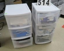 small plastic cabinets on casters with mixed lab parts & supplies each measures 14"  d x 12" w x ...