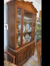 70's china cabinet plastic and wood with glass door 76"Hx44"Wx15"D