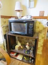GE microwave and wood stand