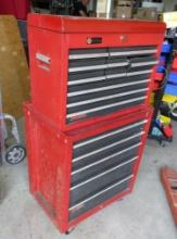 mechanics tool cabinet and chest loaded with tools