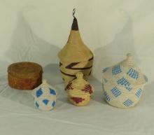 Handmade African lidded baskets,