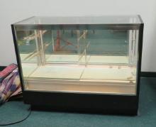 Glass display case with light, Mirror slide doors, tested, 2 door, 38"h x 48"w x 32"d