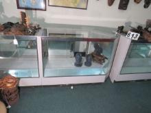 Glass display case, Angle edge, Mirror sliding back doors, lights non working, 38"t x52 "w x 22"d