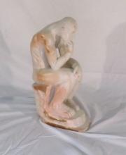 African soapstone carving, Thinking man, 13"t x 5"w x 7"d, Weight 15.5lbs