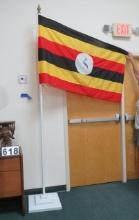 Uganda Flag with stand, 3"t x 5"w, Uganda hand held flag on stick 2"t x 3"w
