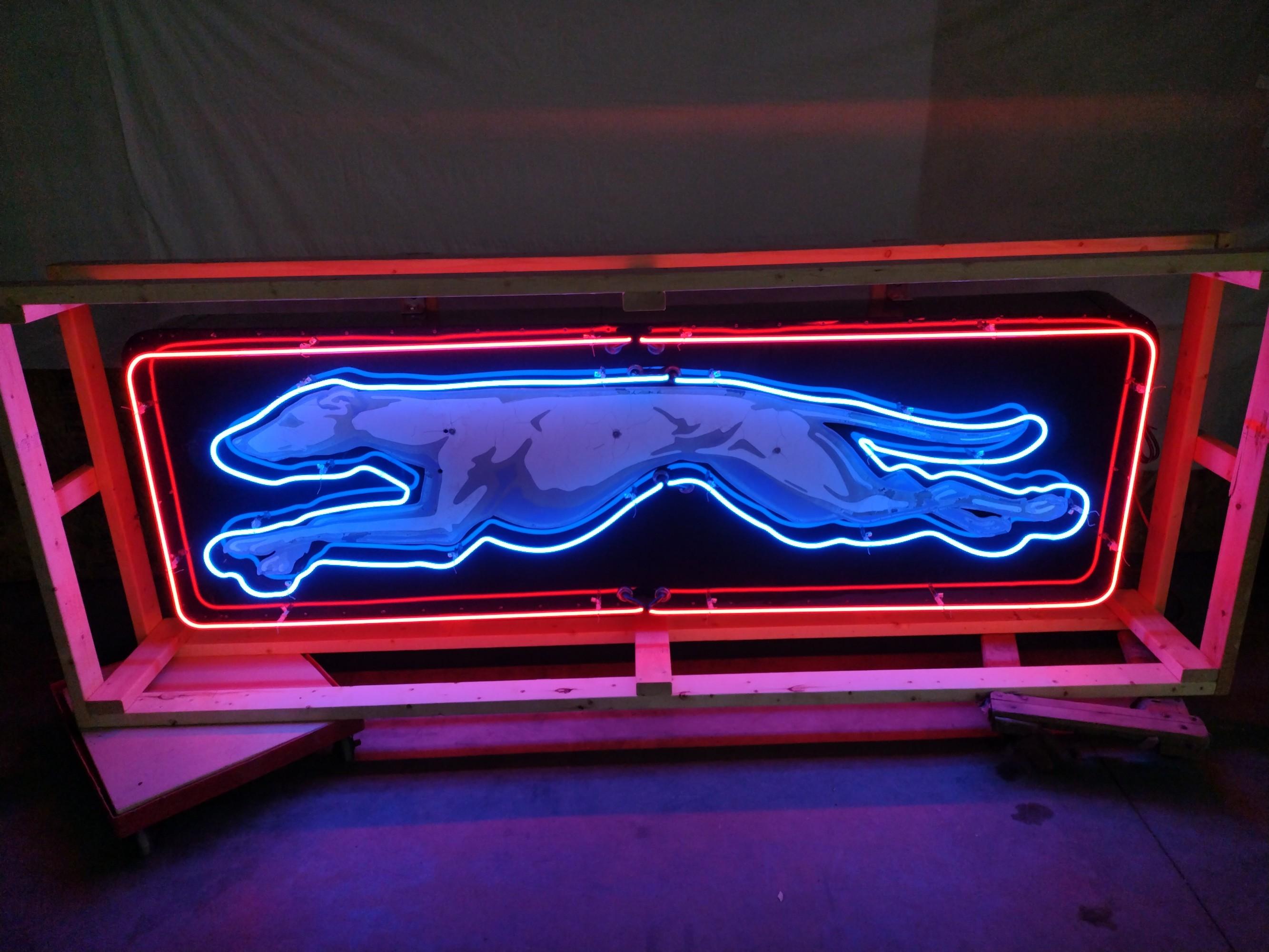 Tin Constructed Single-Sided Neon Greyhound Sign