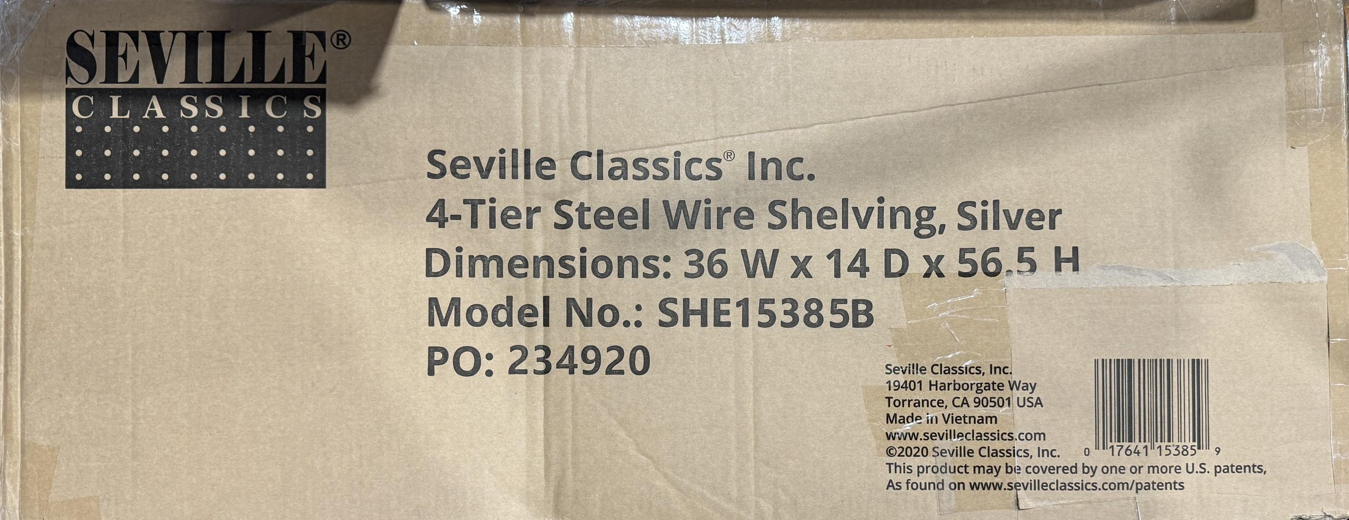 Seville Classics 4 Tier Steel Wire Shelving