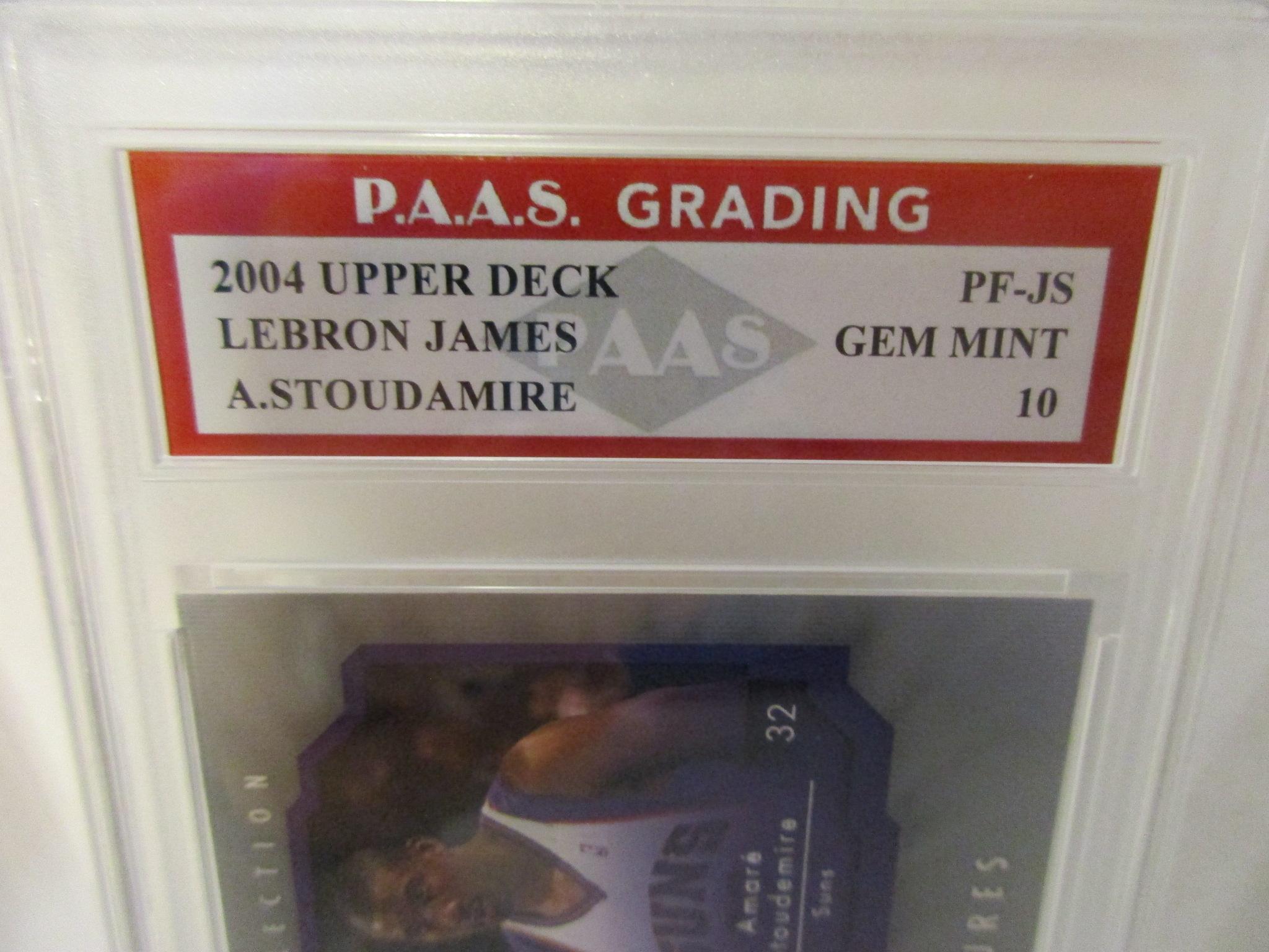 LeBron James Amare Stoudamire 2004 Upper Deck #PF-JS graded PAAS Gem Mint 10
