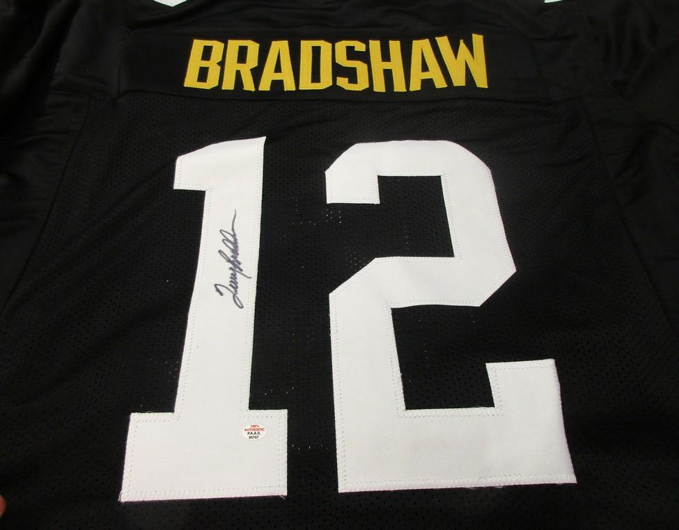 Terry Bradshaw of the Pittsburgh Steelers signed autographed football jersey PAAS COA 757