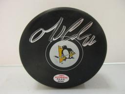 Mario Lemieux of the Pittsburgh Penguins signed autographed logo hockey puck PAAS COA 360