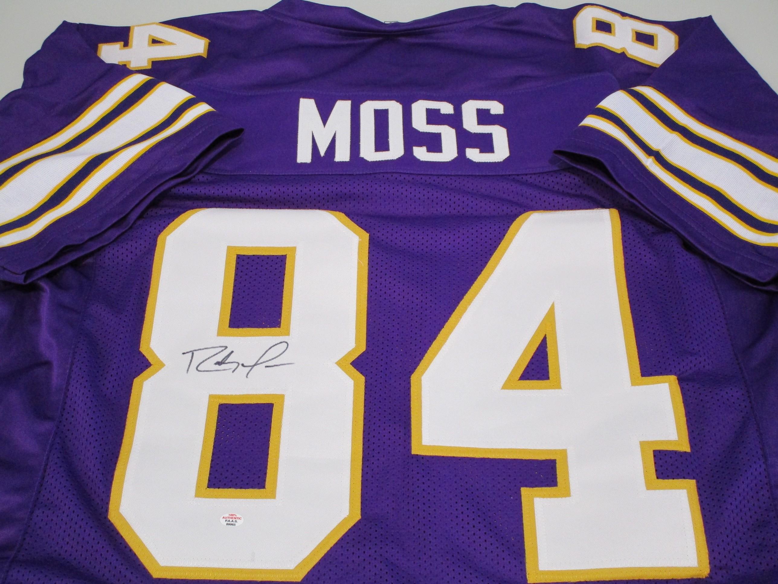 Randy Moss of the Minnesota Vikings signed autographed football jersey PAAS COA 965