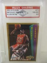 Michael Jordan Chicago Bulls 1992-93 Fleer Slam Dunk #273 graded PAAS NM_MT 8.5