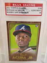 Ronald Acuna Jr Braves 2018 Topps Gallery Wood Canvas ROOKIE #140 graded PAAS Gem Mint 10