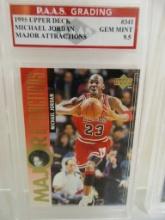 Michael Jordan Chicago Bulls 1995 Upper Deck Major Attractions #341 graded PAAS Gem Mint 9.5