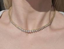 (115) Diamond 4.3 Cts TW 14Kt Gold 16" Long Necklace - Color: g-h